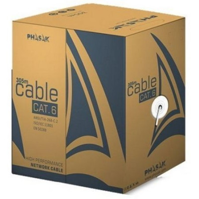 Bobina de Cable RJ45 UTP Phasak PHR 6301 Cat.6/ 305m/ Gris