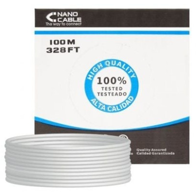 Bobina de Cable RJ45 UTP Nanocable 10.20.0302-FLEX Cat.5e/ 100m/ Gris