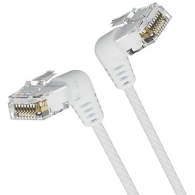 Cable de Red RJ45 UTP Vention IBOWI Cat.6A/ 3m/ Cabeza Rotatoria 360º/ Blanco