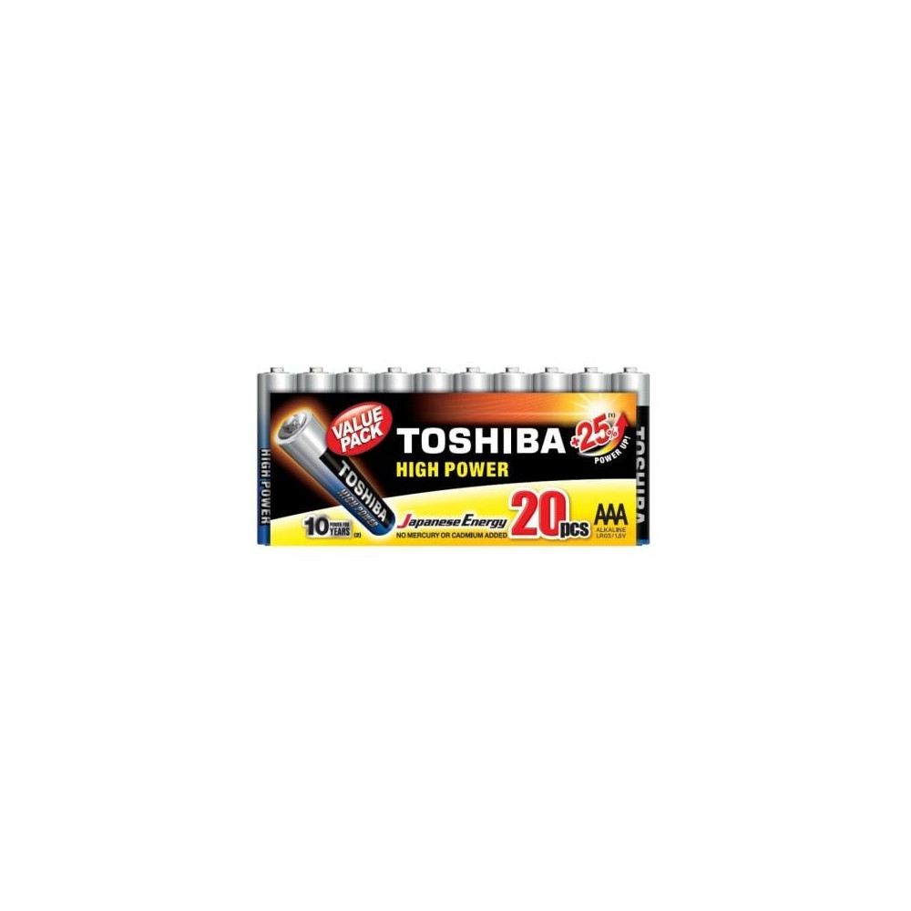 Pack de 20 Pilas AAA Toshiba High Power LR03/ 1.5V/ Alcalinas