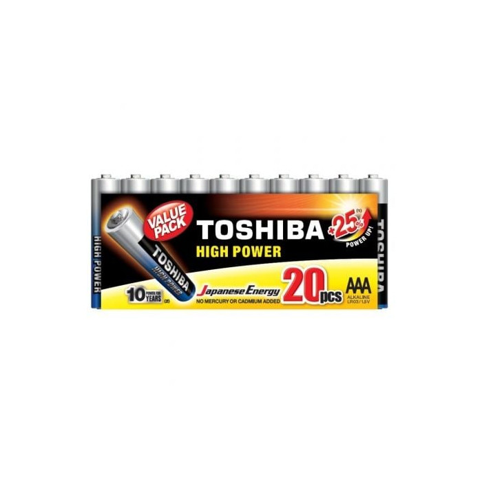 Pack de 20 Pilas AAA Toshiba High Power LR03/ 1.5V/ Alcalinas