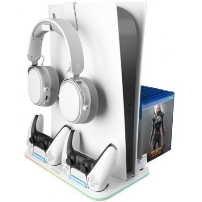 Soporte Multifunción RGB para PS5 Mars Gaming MPS5-B2/ Blanco | PlayStation