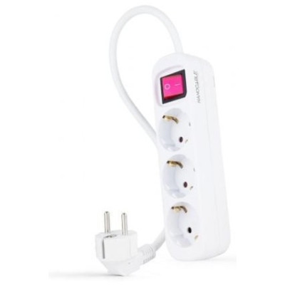 Regleta con Interruptor Nanocable 10.38.0003/ 3 Tomas de Corriente/ Cable 1.4m/ Blanca