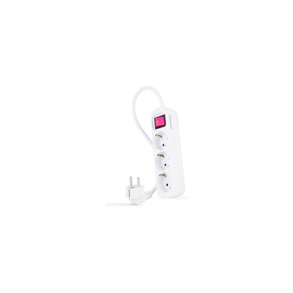 Regleta con Interruptor Nanocable 10.38.0003/ 3 Tomas de Corriente/ Cable 1.4m/ Blanca