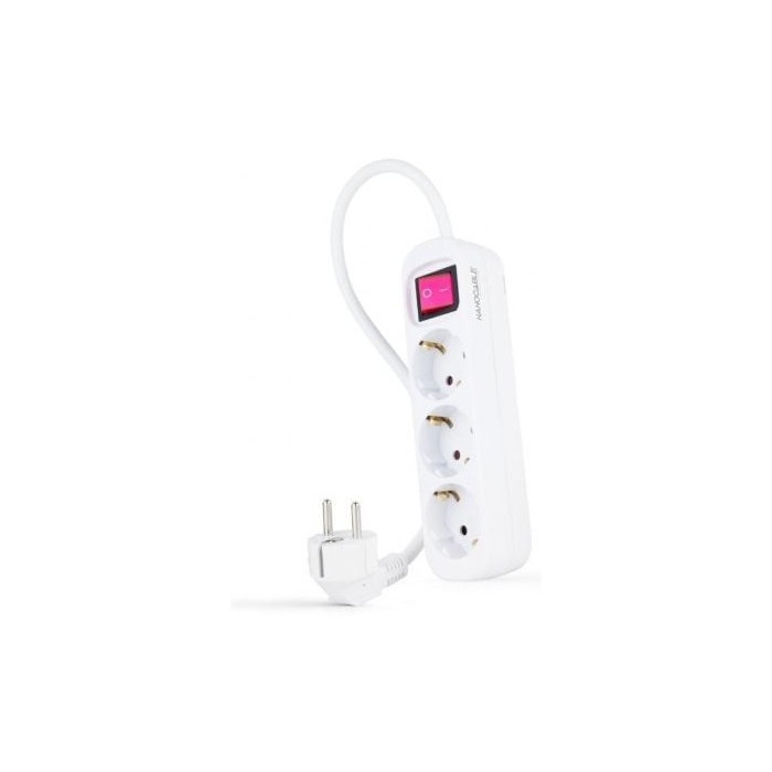 Regleta con Interruptor Nanocable 10.38.0003/ 3 Tomas de Corriente/ Cable 1.4m/ Blanca