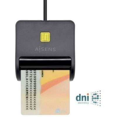 Lector de DNI Aisens ASCR-SN01-BK/ USB 2.0/ Negro