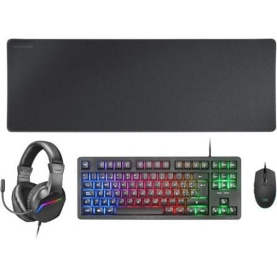 Pack Gaming Mars Gaming MCP-RGB3/ Teclado RGB + Ratón Óptico + Alfombrilla XXL + Auriculares