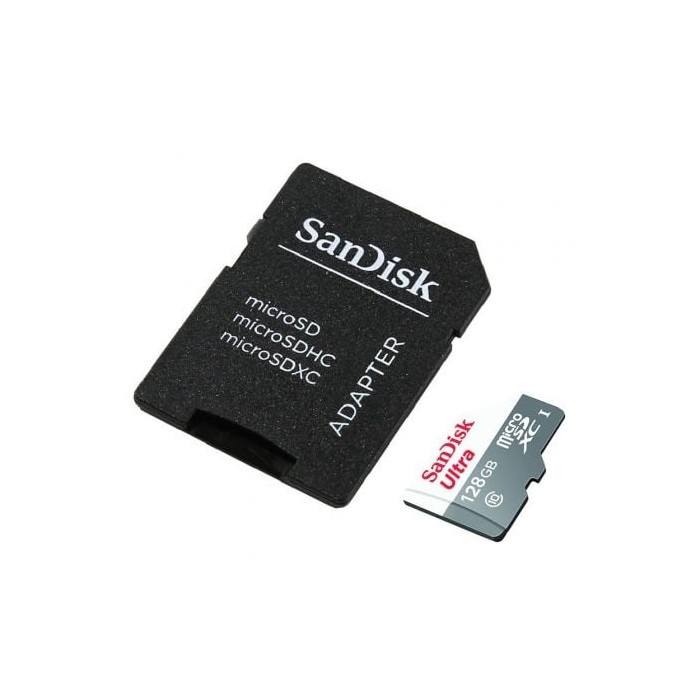 Tarjeta de Memoria SanDisk Ultra 128GB microSD XC con Adaptador/ Clase 10/ 80MB/s