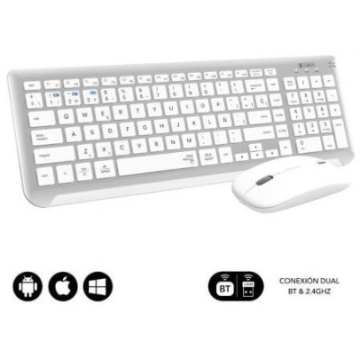 Teclado y Ratón Inalámbrico Subblim Combo Dual Prestige Extendido/ Blanco y Plata | Teclados