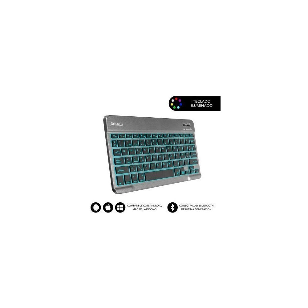 Teclado Compacto Inalámbrico Subblim Smart Backlit/ Gris
