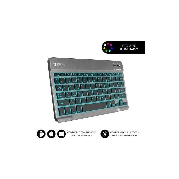 Teclado Compacto Inalámbrico Subblim Smart Backlit/ Gris