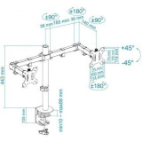 Soporte de Mesa para 2 Monitores TooQ DB1232TN-B/ Giratorio/ Inclinable/ hasta 8kg