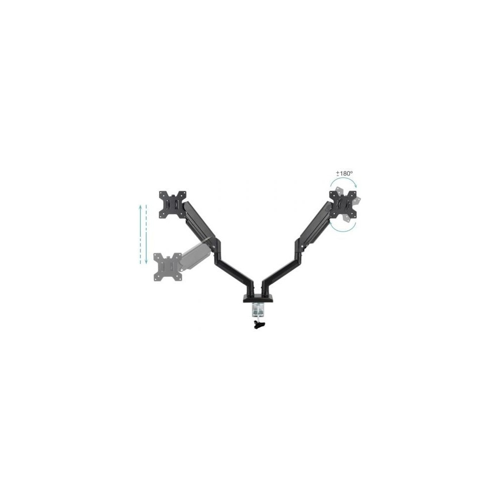 Soporte de Mesa para 2 Monitores TooQ DB1434TNR-B/ Giratorio/ Inclinable/ hasta 10kg