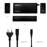 Cargador de Portátil Aisens ASLC-90WAUTO-BK/ 1xUSB/ 90W/ Automático/ 12 Conectores/ Voltaje 15-20V