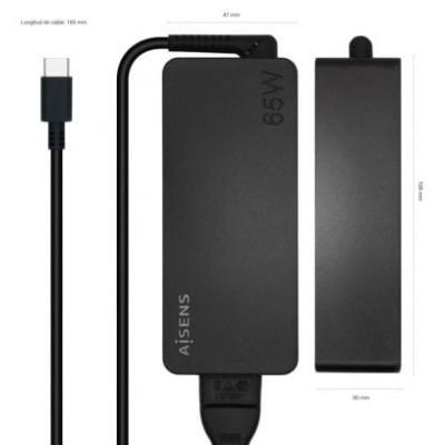 Cargador de Portátil Aisens ASCH-1PD65D-BK/ 1xUSB Tipo-C/ 65W/ Automatico/ Voltaje 5-20V