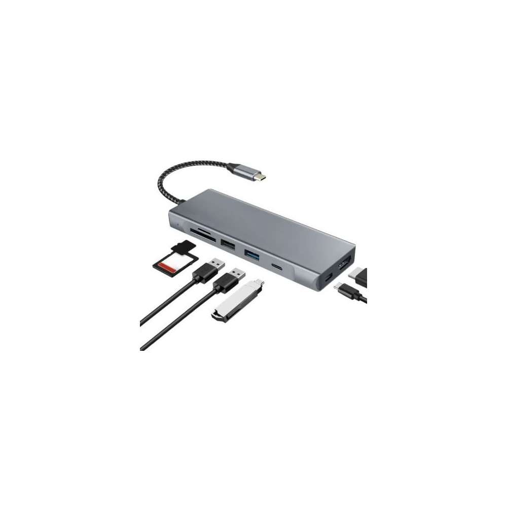 Docking/Caja Externa USB Tipo-C Leotec LEDS07/ Ranura SSD M.2/ 2xUSB/ 1xUSB Tipo-C/ 1xHDMI 4K/ 1xLector Tarjetas SD y MicroSD/ 1