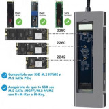 Docking/Caja Externa USB Tipo-C Leotec LEDS07/ Ranura SSD M.2/ 2xUSB/ 1xUSB Tipo-C/ 1xHDMI 4K/ 1xLector Tarjetas SD y MicroSD/ 1