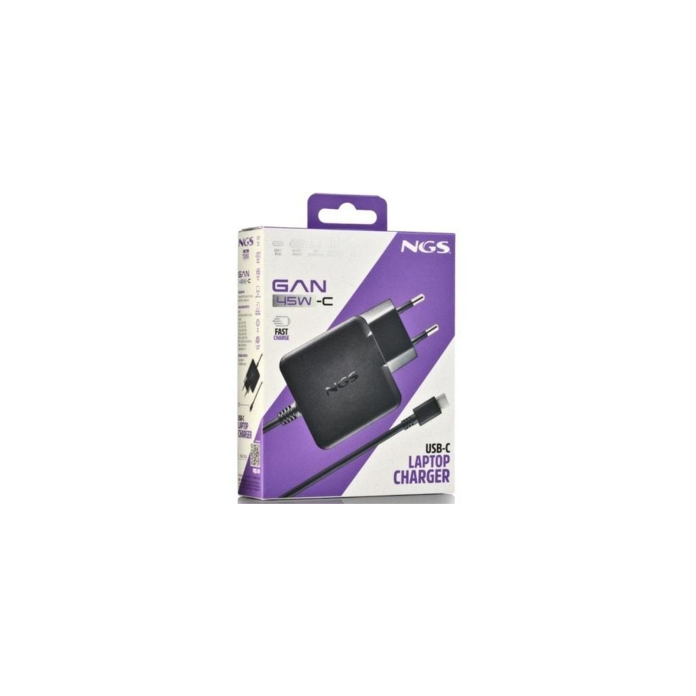 Cargador de Portátil NGS GAN 45W-C USB Tipo-C/ 45W/ Automático/ Voltaje 5-20V