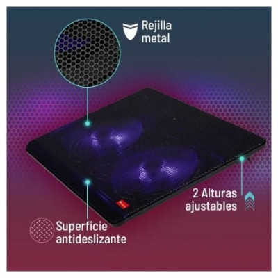 Soporte Refrigerante NGS Cooler Jetstand para Portátiles hasta 15.6'/ Iluminación LED