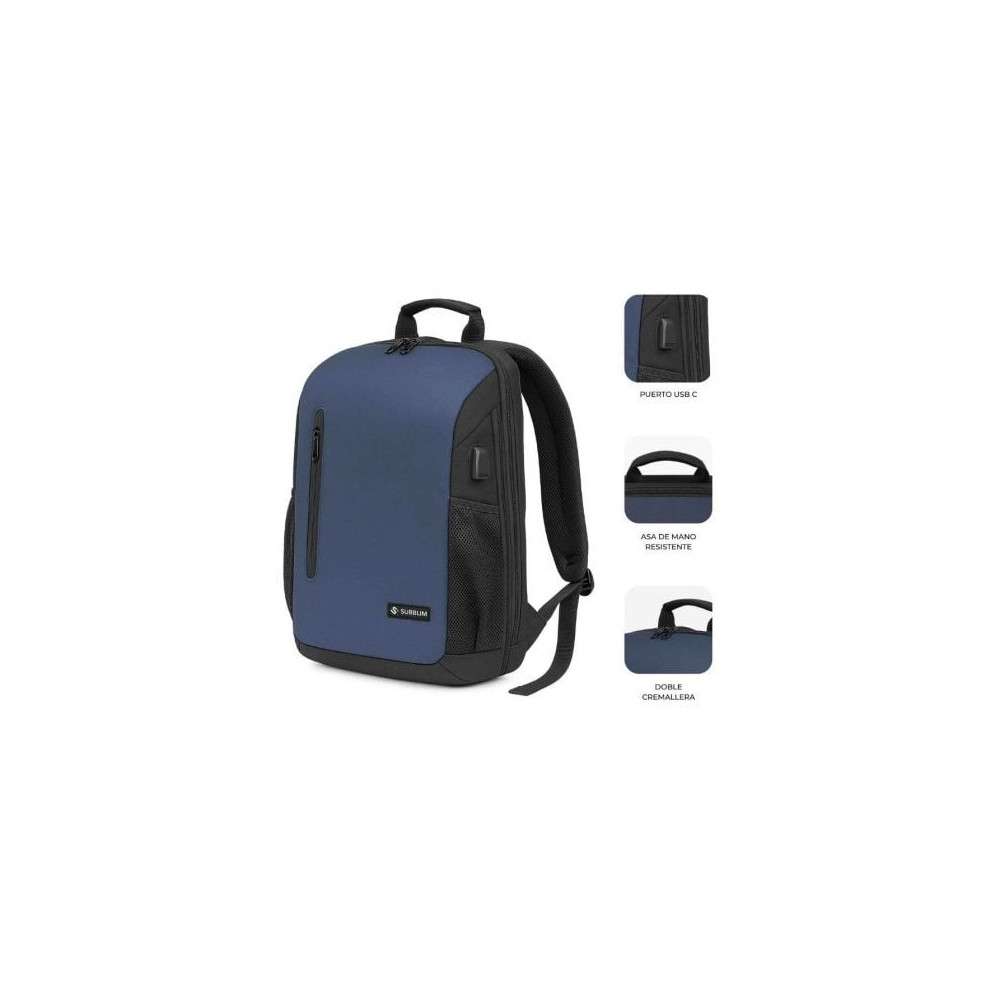 Mochila Subblim Xpand Air Padding Backpack para Portátiles hasta 15.6'/ 21L/ Puerto USB/ Azul