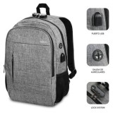 Mochila Subblim Urban Lock para Portátiles hasta 16'/ Puerto USB/ Antirrobo/ Gris