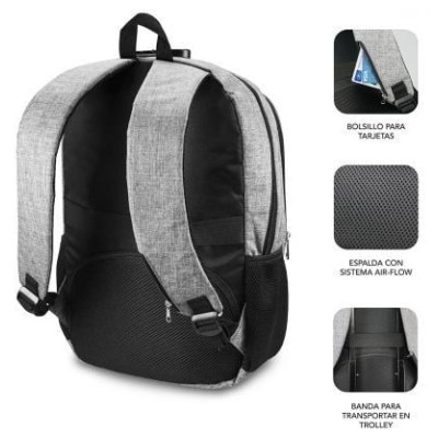 Mochila Subblim Urban Lock para Portátiles hasta 16'/ Puerto USB/ Antirrobo/ Gris
