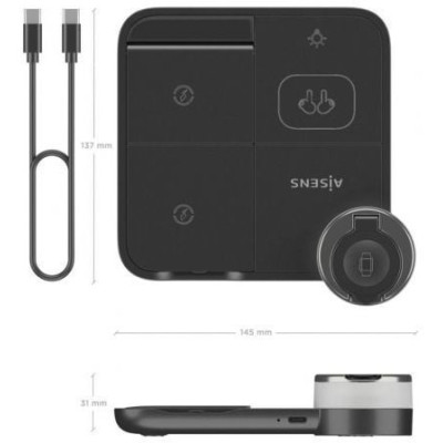 Base de carga Inalámbrica Aisens ASCH-15W4WC062-BK/ 15W/ Negro