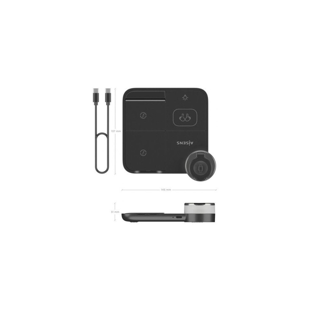 Base de carga Inalámbrica Aisens ASCH-15W4WC062-BK/ 15W/ Negro