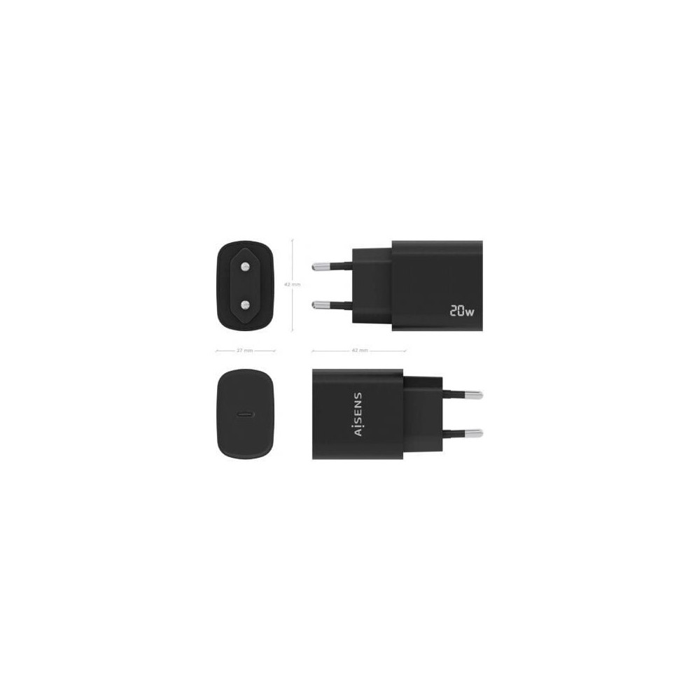 Cargador de Pared Aisens A110-0753/ 1xUSB Tipo-C/ 20W