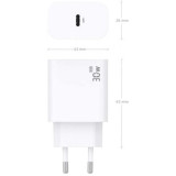 Cargador de Pared GaN Aisens A110-0940/ 1xUSB Tipo-C/ 30W/ Blanco