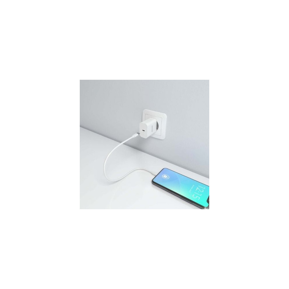 Cargador de Pared GaN Aisens A110-0940/ 1xUSB Tipo-C/ 30W/ Blanco