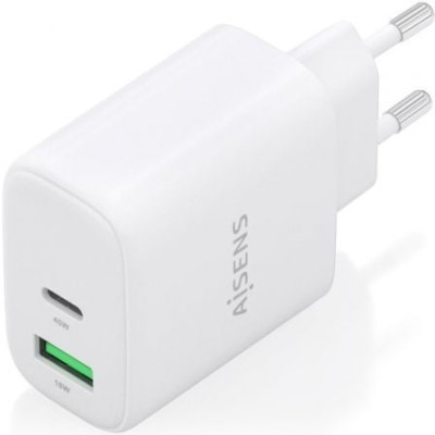 Cargador de Pared GaN Aisens A110-0971/ 1xUSB Tipo-C/ 1xUSB/ 45W/ Blanco