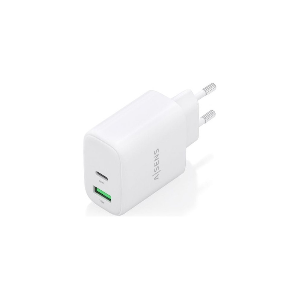 Cargador de Pared GaN Aisens A110-0971/ 1xUSB Tipo-C/ 1xUSB/ 45W/ Blanco