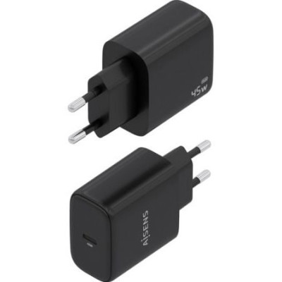 Cargador de Pared GaN Aisens A110-0970/ 1xUSB Tipo-C/ 45W/ Negro