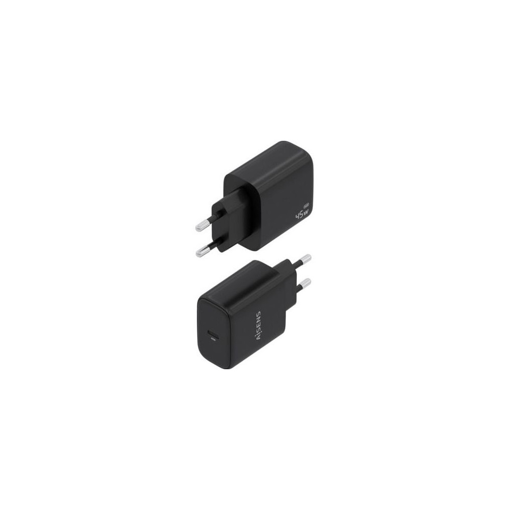 Cargador de Pared GaN Aisens A110-0970/ 1xUSB Tipo-C/ 45W/ Negro