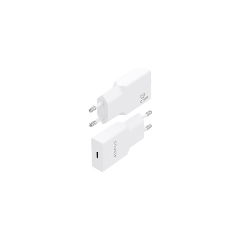 Cargador de Pared GaN Aisens A110-0999/ 1xUSB Tipo-C/ 25W/ Blanco