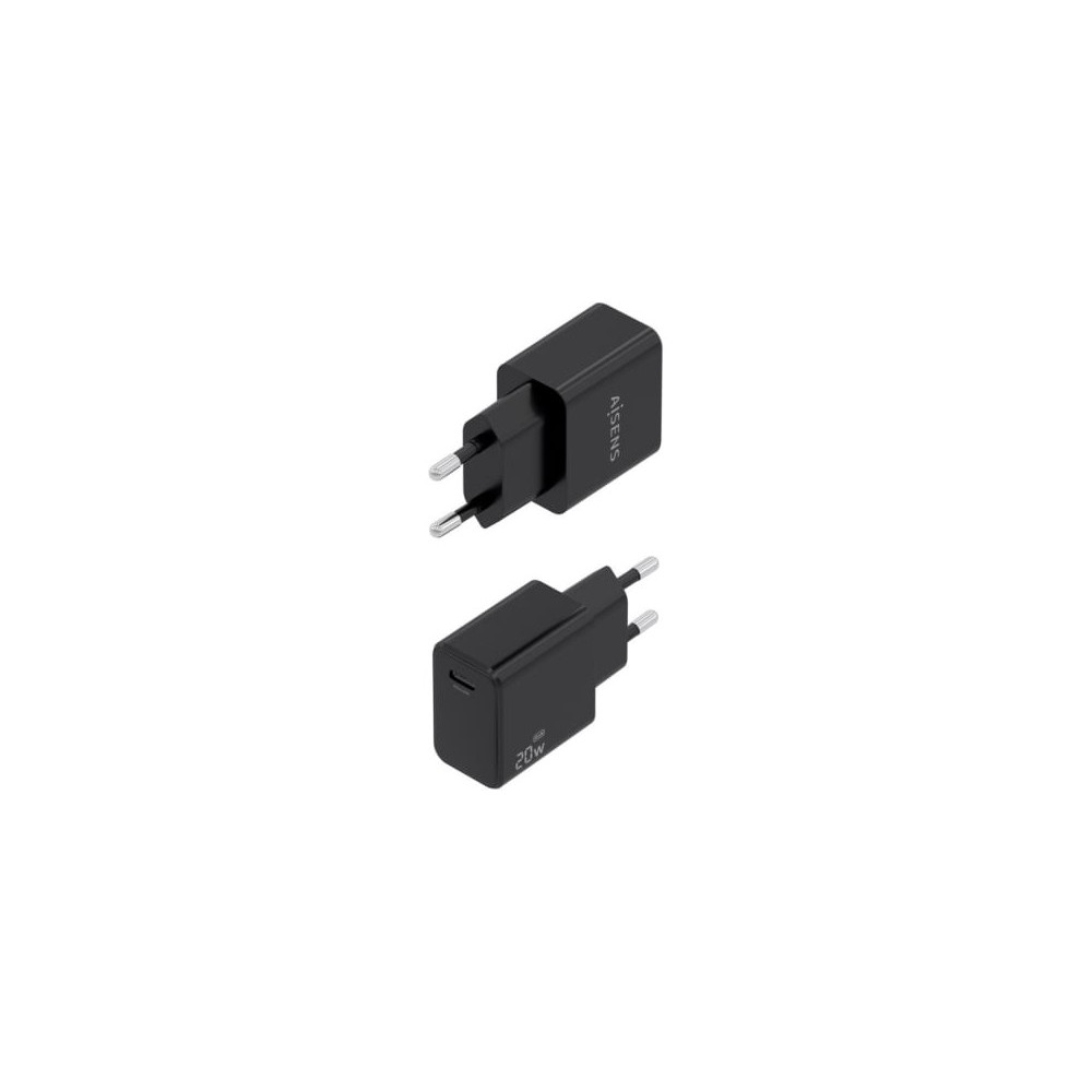 Cargador de Pared GaN Aisens A110-1024/ 1xUSB Tipo-C/ 20W/ Negro