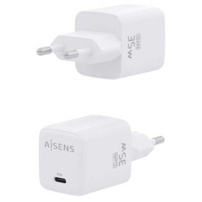 Cargador de Pared GaN Aisens ASCH-35W1P016-W/ 1xUSB Tipo-C/ 35W