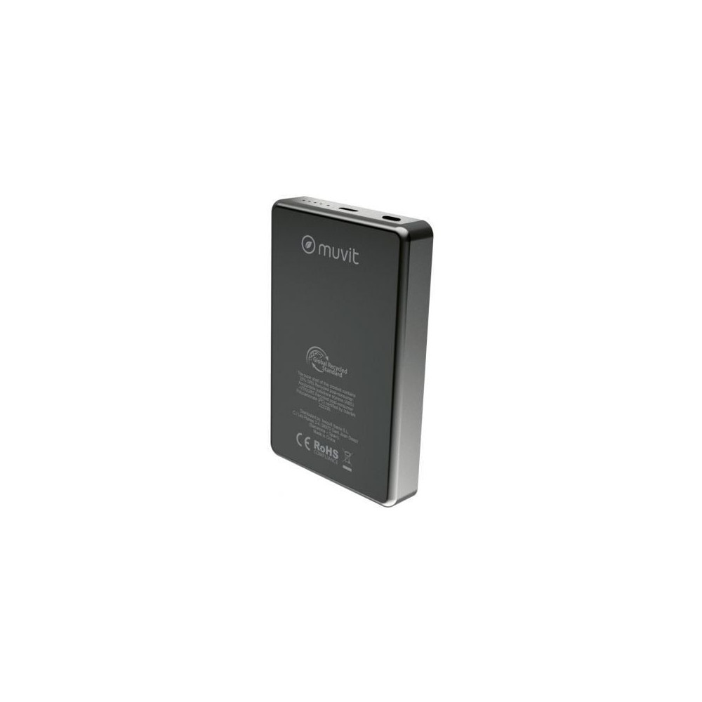 Powerbank 10000mAh Muvit For Change MCCHP0010/ 20W/ Wireless/ Negra/ Incluye Cable USB Tipo-C