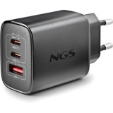 Cargador de Pared GaN NGS Era 65W/ 2xUSB Tipo-C/ 1xUSB/ 65W