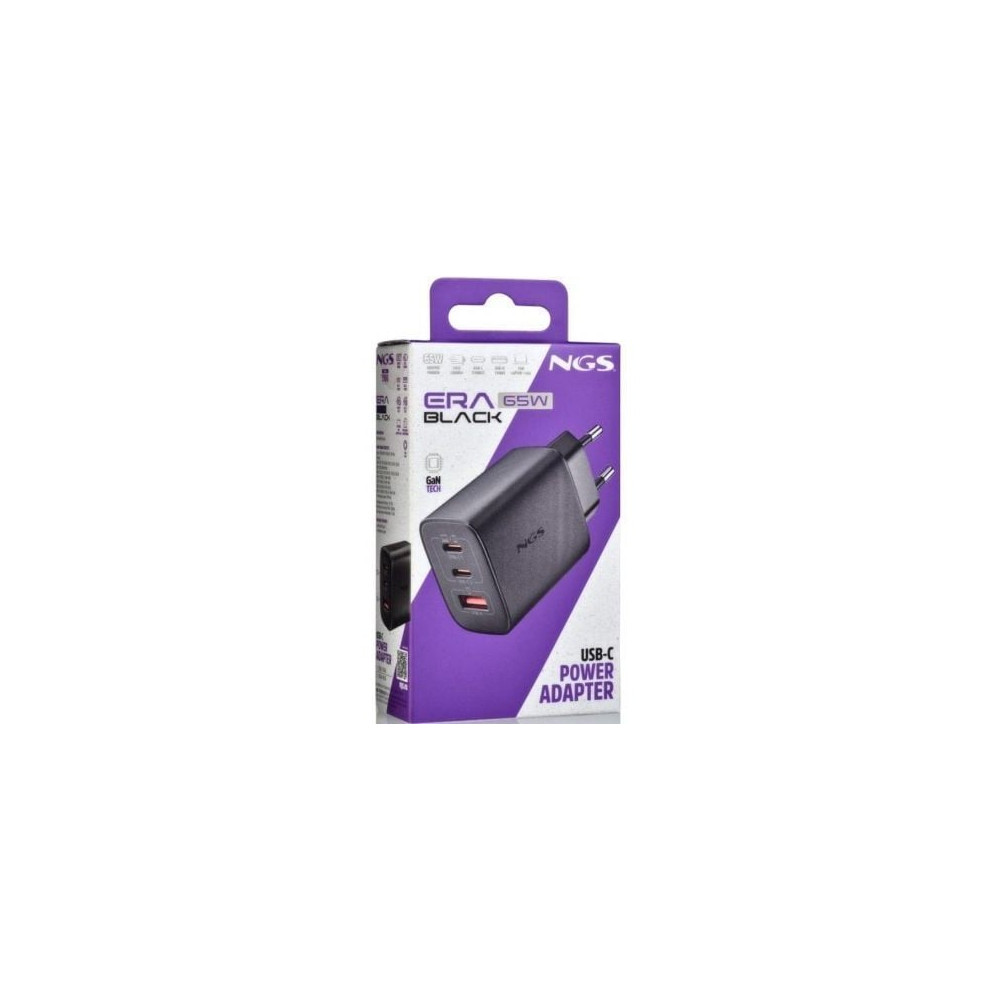 Cargador de Pared GaN NGS Era 65W/ 2xUSB Tipo-C/ 1xUSB/ 65W
