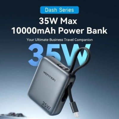 Powerbank 10000mAh Vention FHEH0/ 35W/ Gris/ Incluye Cable USB Tipo-C