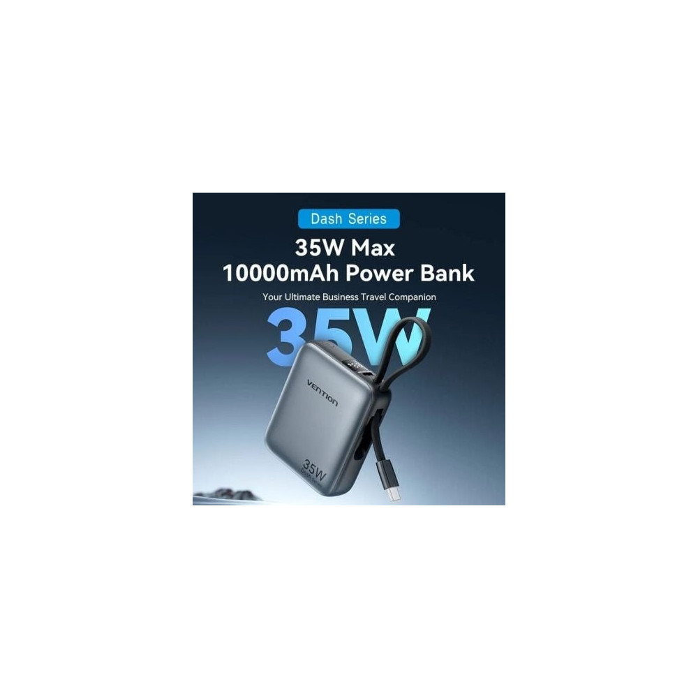 Powerbank 10000mAh Vention FHEH0/ 35W/ Gris/ Incluye Cable USB Tipo-C