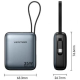 Powerbank 10000mAh Vention FHEH0/ 35W/ Gris/ Incluye Cable USB Tipo-C