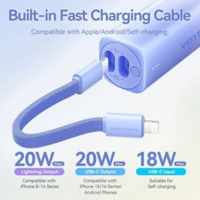Powerbank 5000mAh Vention FHWL0/ 20W/ Azul