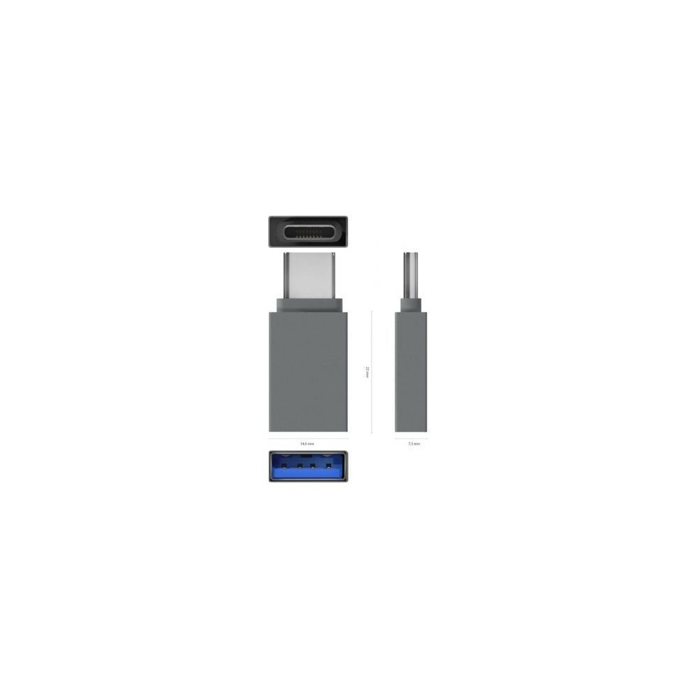 Adaptador USB 3.2 Aisens A108-0718/ USB Hembra - USB Tipo-C Macho/ Gris