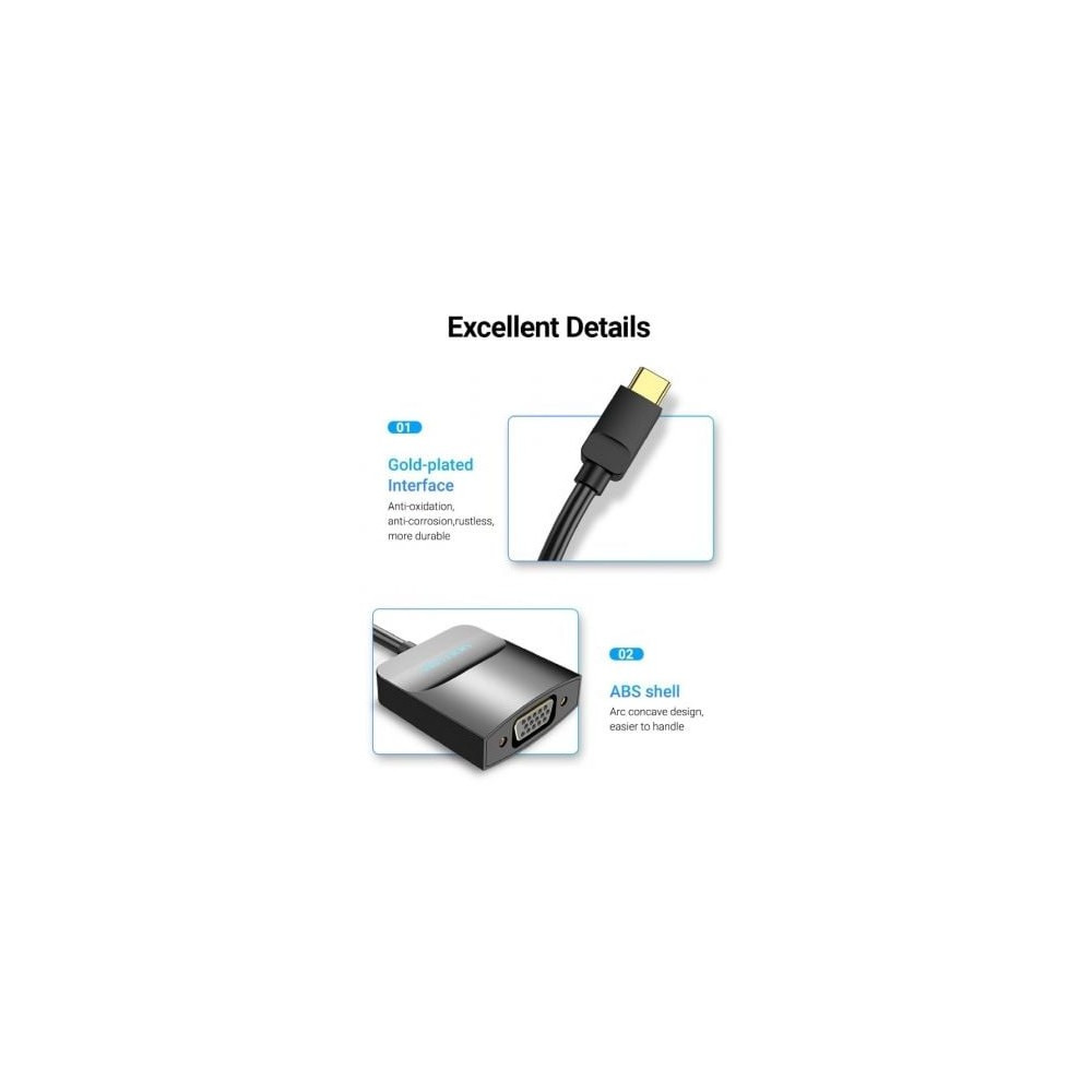 Adaptador USB Tipo-C Vention TDDBB/ USB Tipo-C Macho - VGA Hembra