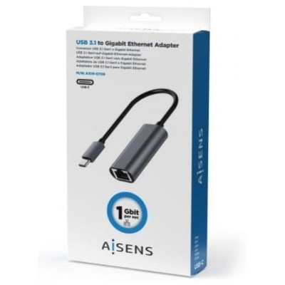 Adaptador USB Tipo-C - RJ45 Aisens A109-0709/ 1000Mbps