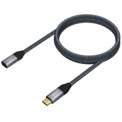 Cable Alargador USB 3.2 Tipo-C Aisens A107-0635 20GBPS 5A 100W/ USB Tipo-C Macho - USB Tipo-C Hembra/ Hasta 100W/ 2500Mbps/ 1m/