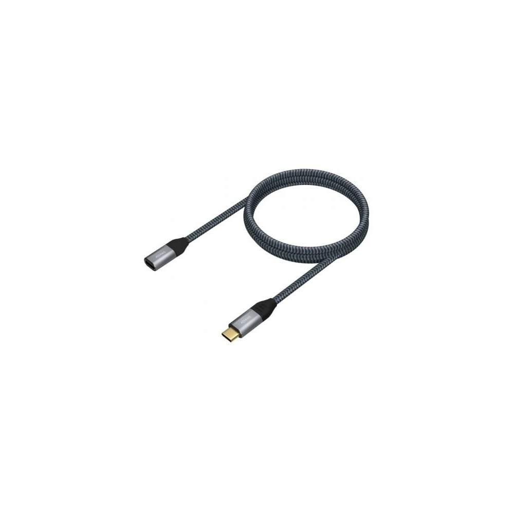 Cable Alargador USB 3.2 Tipo-C Aisens A107-0635 20GBPS 5A 100W/ USB Tipo-C Macho - USB Tipo-C Hembra/ Hasta 100W/ 2500Mbps/ 1m/